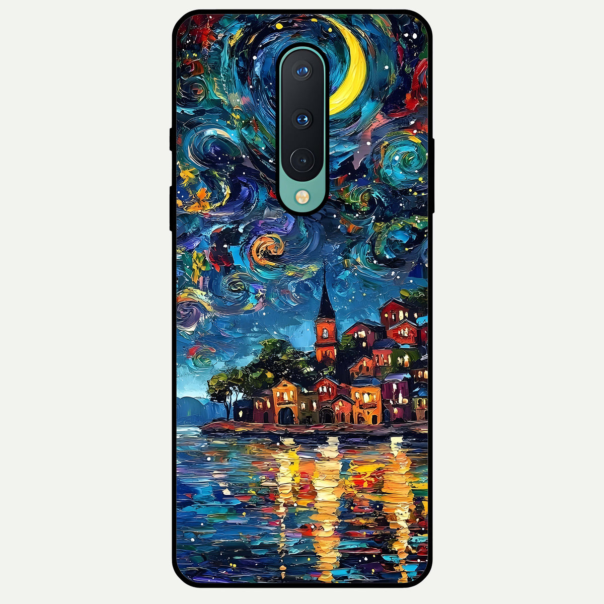  Moonlight Harbor Glow Glass Case For OnePlus 8 back cover – full design glossy printed glass finish
