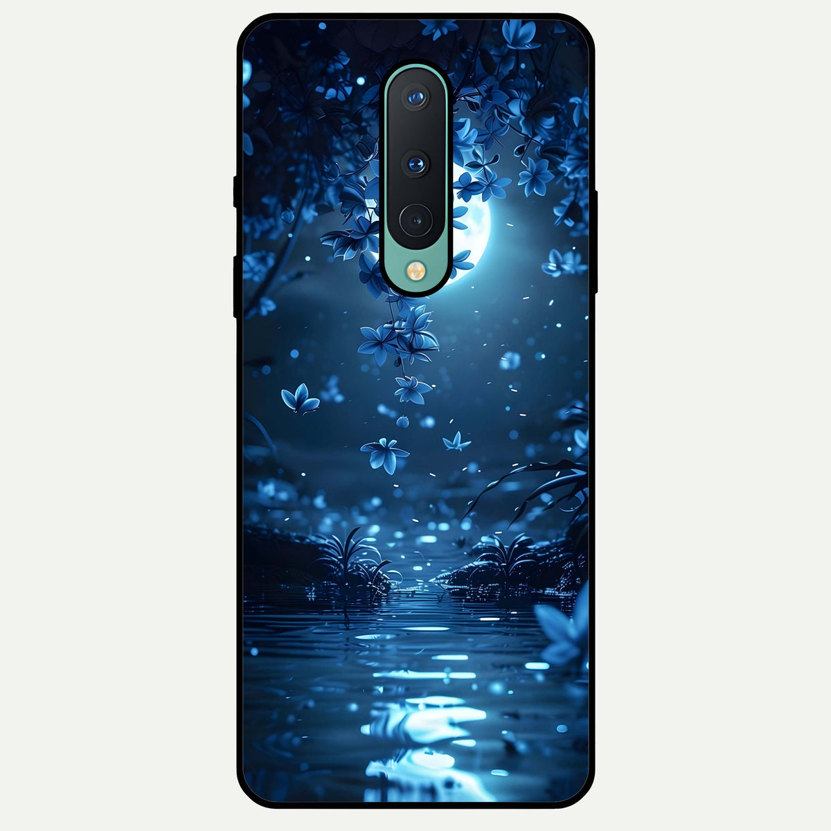  Moonlight Petal Dream Glass Case For OnePlus 8 back cover – full design glossy printed glass finish