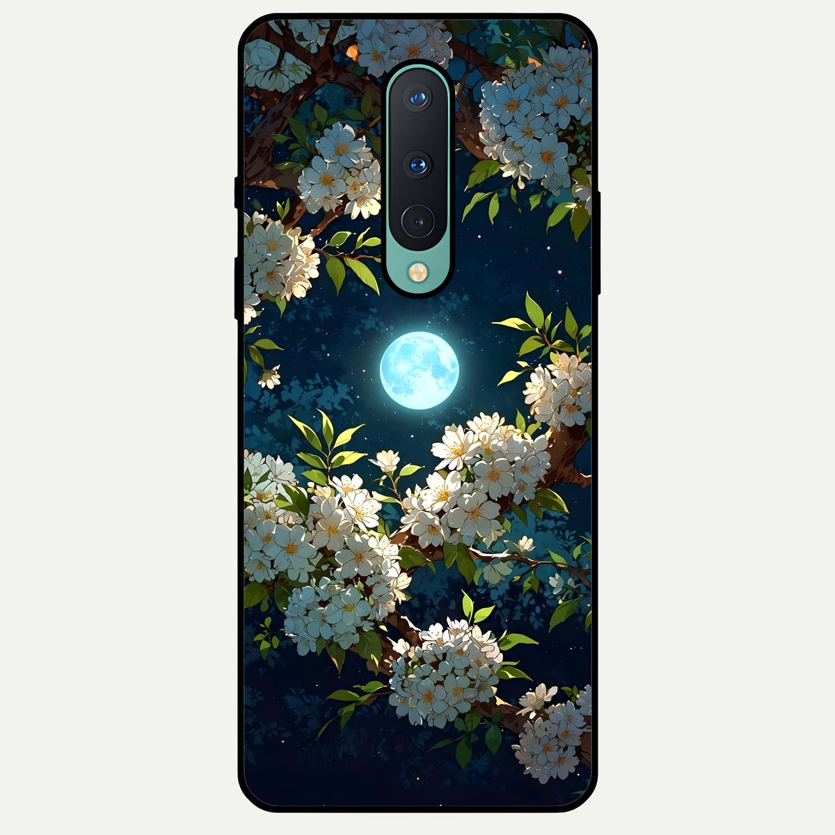  Moonlit Blossom Dream Glass Case For OnePlus 8 back cover – full design glossy printed glass finish