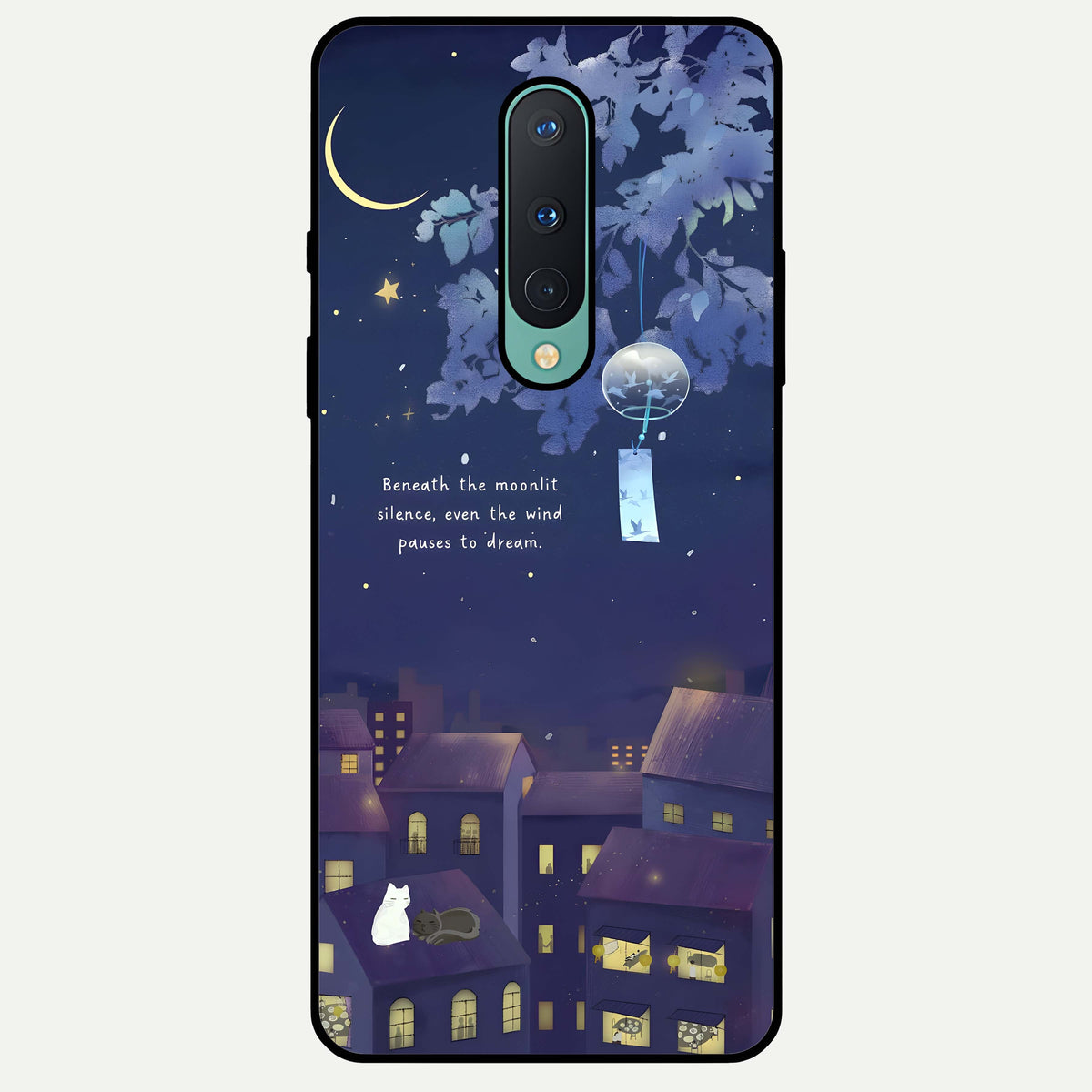  Moonlit Cat Silence Glass Case For OnePlus 8 back cover – full design glossy printed glass finish