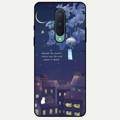  Moonlit Cat Silence Glass Case For OnePlus 8 back cover – full design glossy printed glass finish