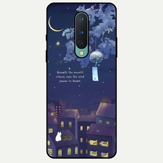  Moonlit Cat Silence Glass Case For OnePlus 8 back cover – full design glossy printed glass finish