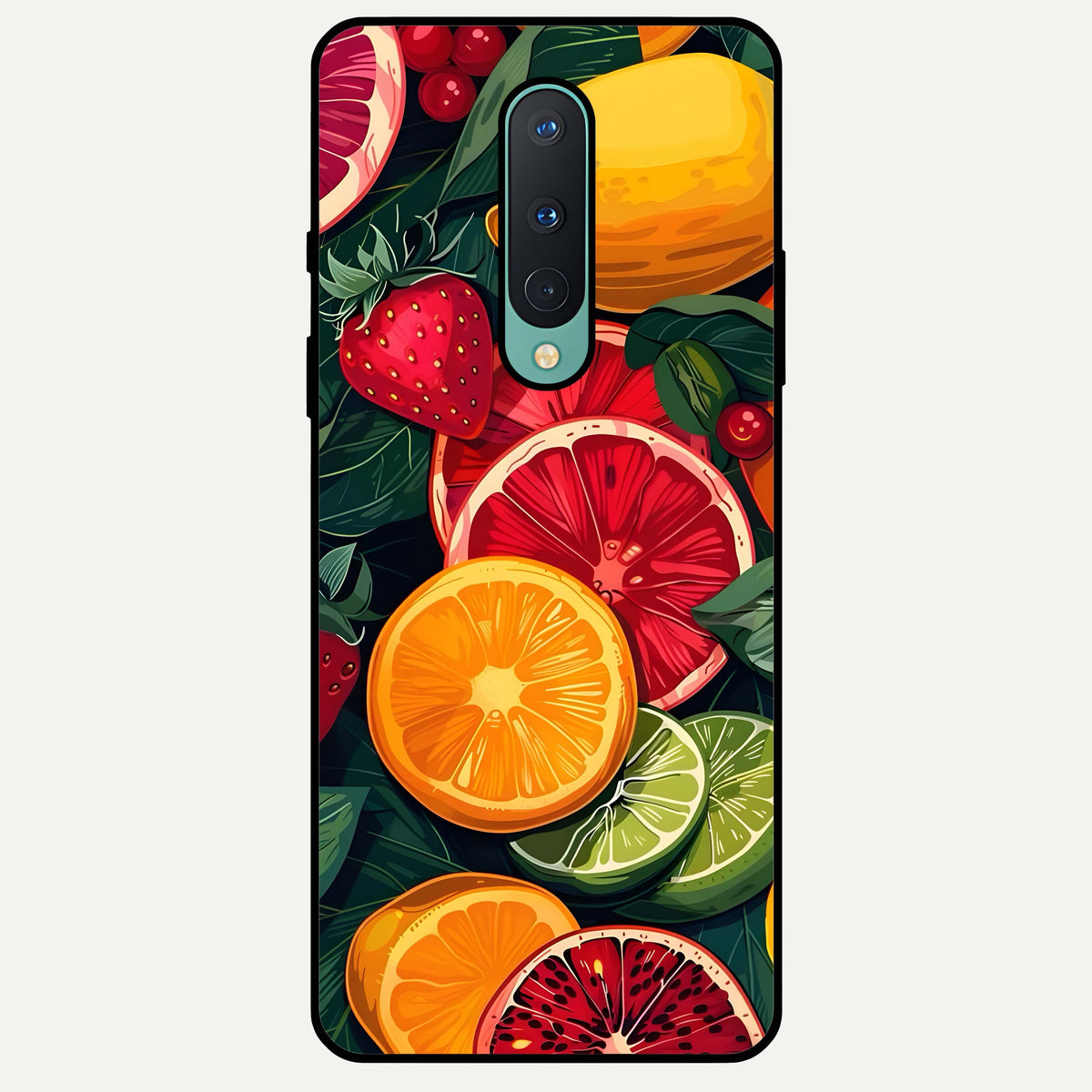  Multiple Fruits Glass Case For OnePlus 8 back cover – full design glossy printed glass finish