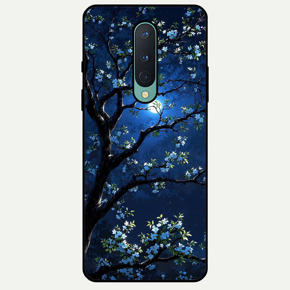  Mystic Floral Night Glass Case For OnePlus 8 back cover – full design glossy printed glass finish