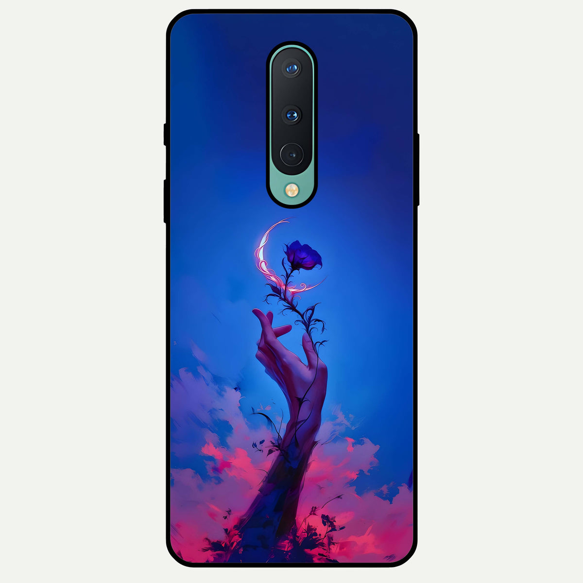  Mystic Hand Glass Case For OnePlus 8 back cover – full design glossy printed glass finish