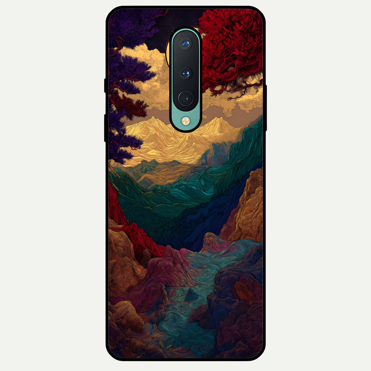  Mystic Valley Light Glass Case For OnePlus 8 back cover – full design glossy printed glass finish