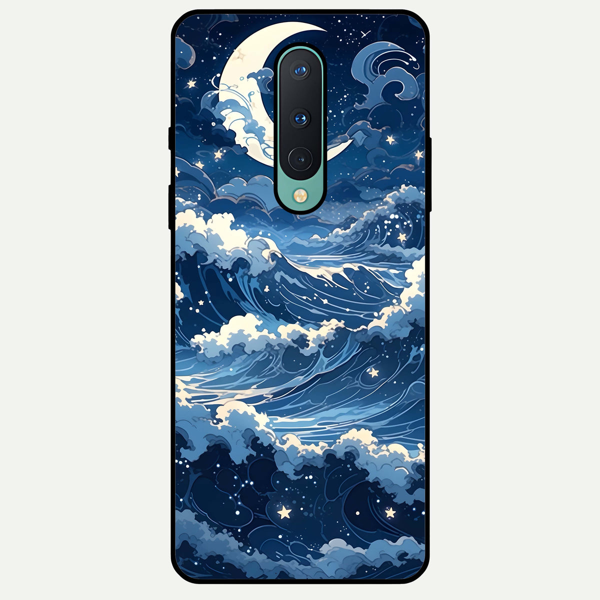  Ocean Moon Waves Glass Case For OnePlus 8 back cover – full design glossy printed glass finish