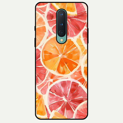  Orange Fruits Pattern Glass Case For OnePlus 8 back cover – full design glossy printed glass finish