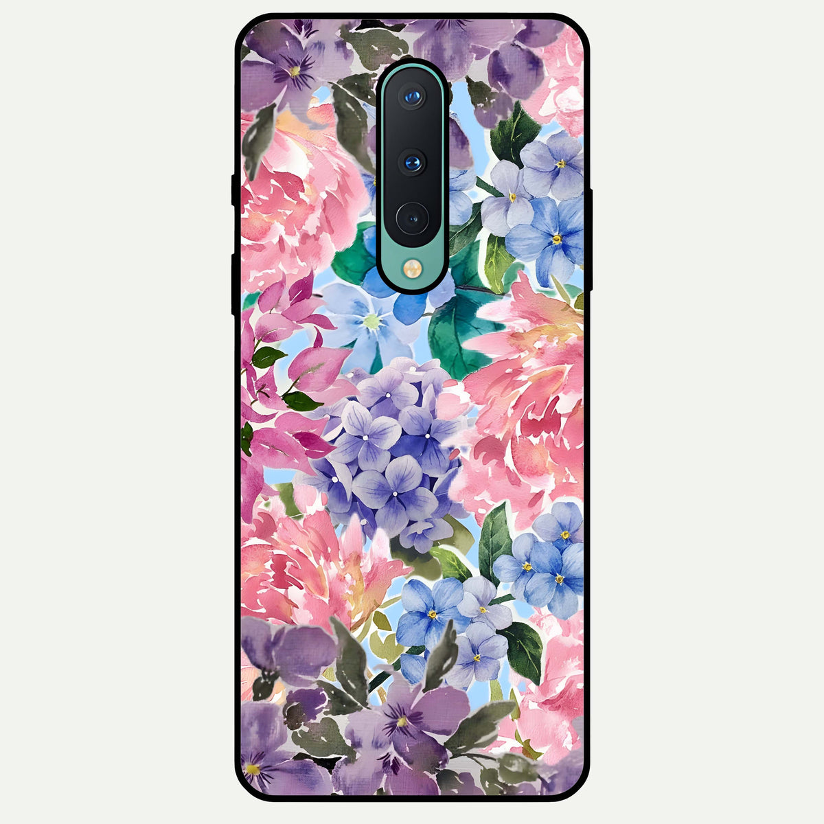  Pastel Floral Mix Glass Case For OnePlus 8 back cover – full design glossy printed glass finish