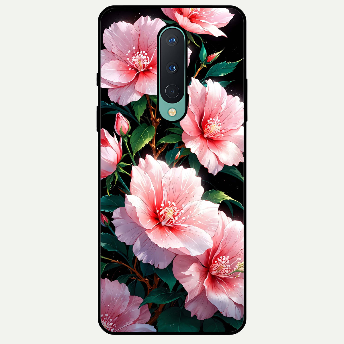  Peach Flower Glass Case For OnePlus 8 back cover – full design glossy printed glass finish