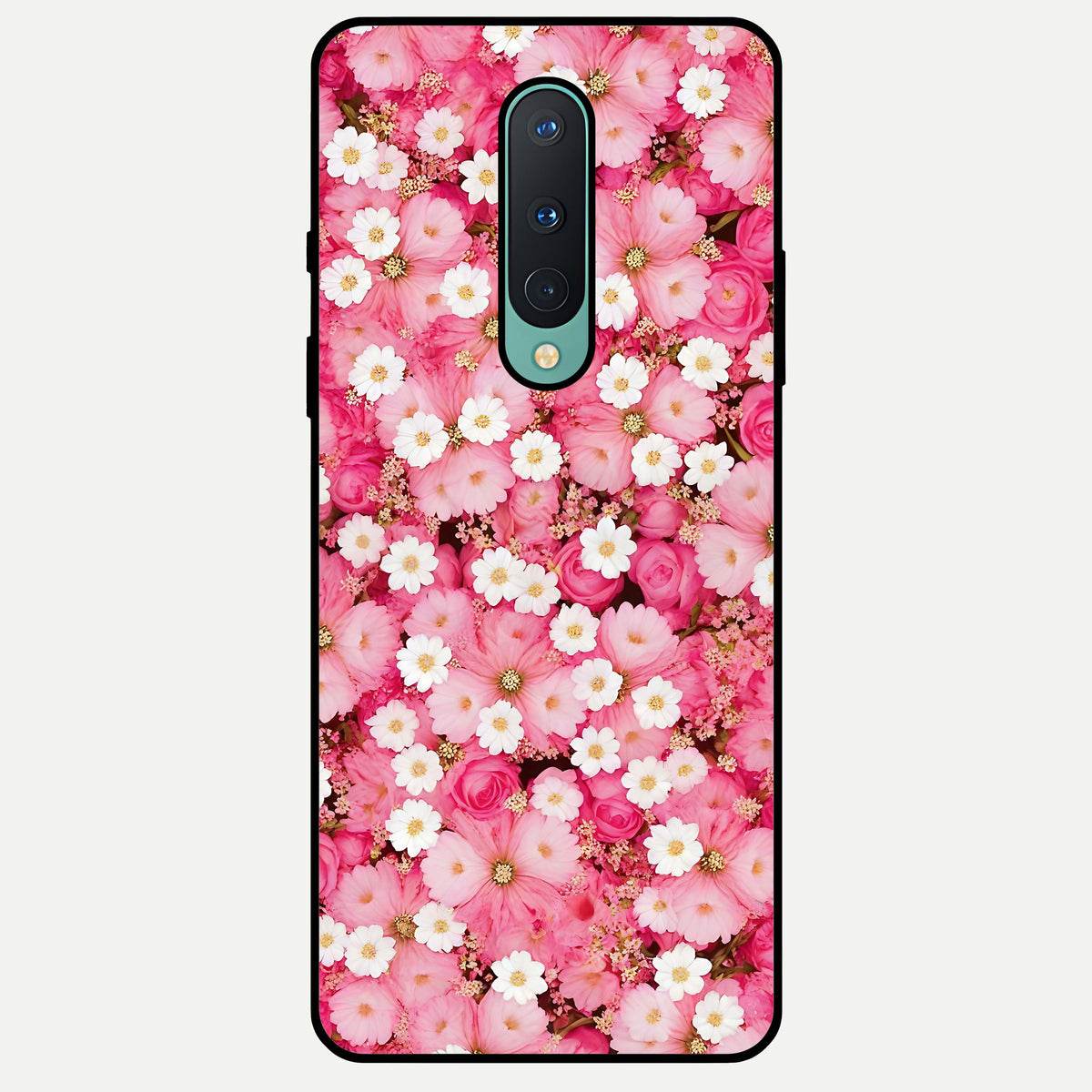  Pink Daisy Bliss Glass Case For OnePlus 8 back cover – full design glossy printed glass finish
