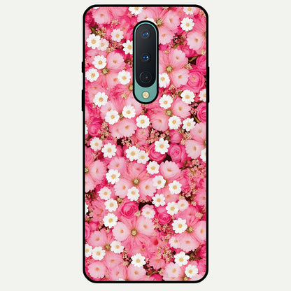  Pink Daisy Bliss Glass Case For OnePlus 8 back cover – full design glossy printed glass finish