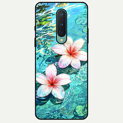  Pink Flowers in Water Glass Case For OnePlus 8 back cover – full design glossy printed glass finish