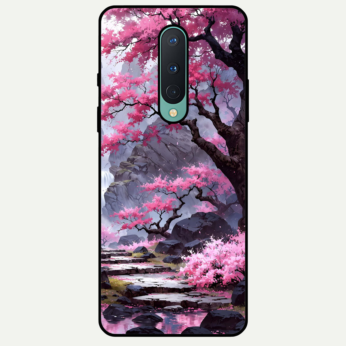  Pink Sunflower Glow Glass Case For OnePlus 8 back cover – full design glossy printed glass finish