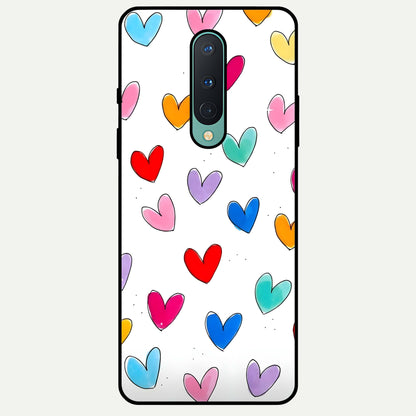  Playful Love Doodles Glass Case For OnePlus 8 back cover – full design glossy printed glass finish