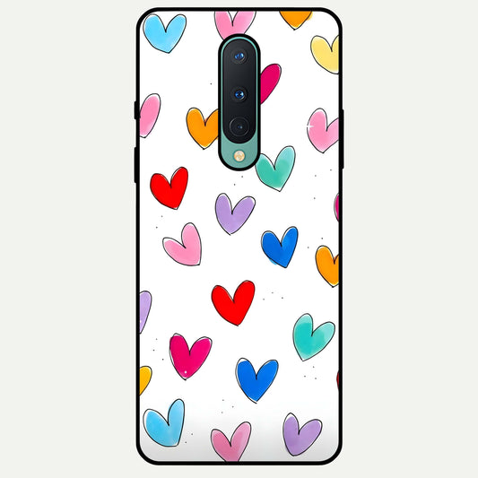  Playful Love Doodles Glass Case For OnePlus 8 back cover – full design glossy printed glass finish
