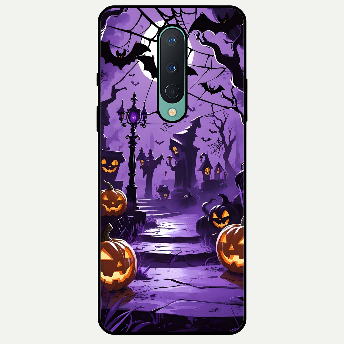  Pumpkin Patch Halloween Glass Case For OnePlus 8 back cover – full design glossy printed glass finish
