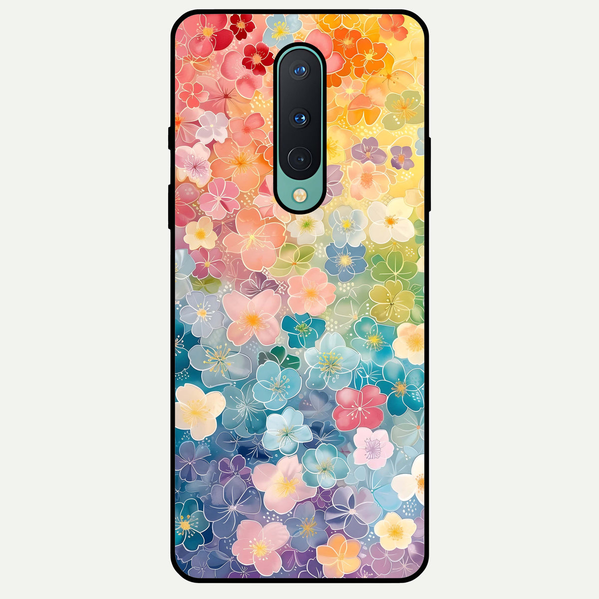  Rainbow Blossom Burst Glass Case For OnePlus 8 back cover – full design glossy printed glass finish
