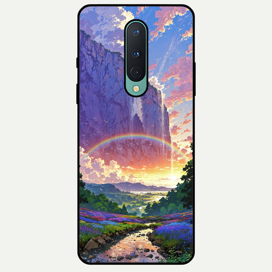  Rainbow Valley Dream Glass Case For OnePlus 8 back cover – full design glossy printed glass finish