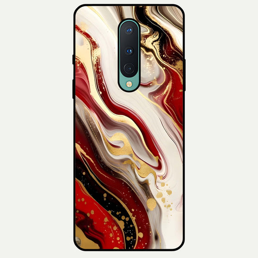  Red And White Marble Glass Case For OnePlus 8 back cover – full design glossy printed glass finish