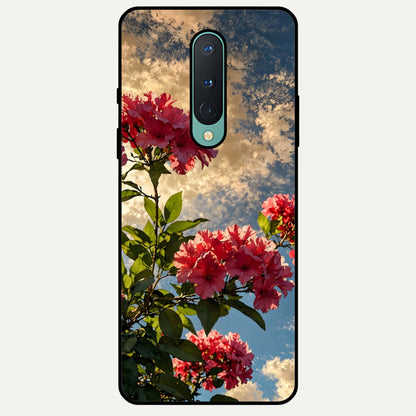  Red Bloom Skies Glass Case For OnePlus 8 back cover – full design glossy printed glass finish