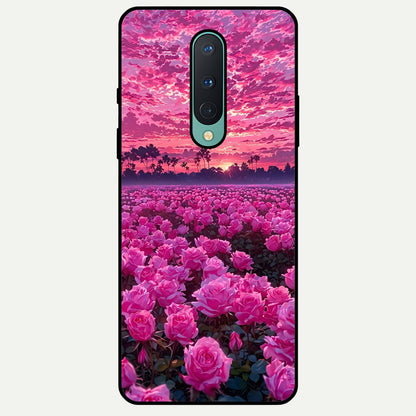  Rose Sunset Valley Glass Case For OnePlus 8 back cover – full design glossy printed glass finish
