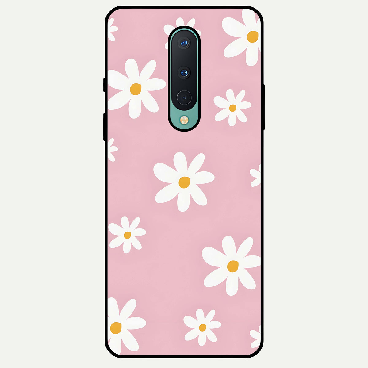  Soft Daisy Bliss Glass Case For OnePlus 8 back cover – full design glossy printed glass finish