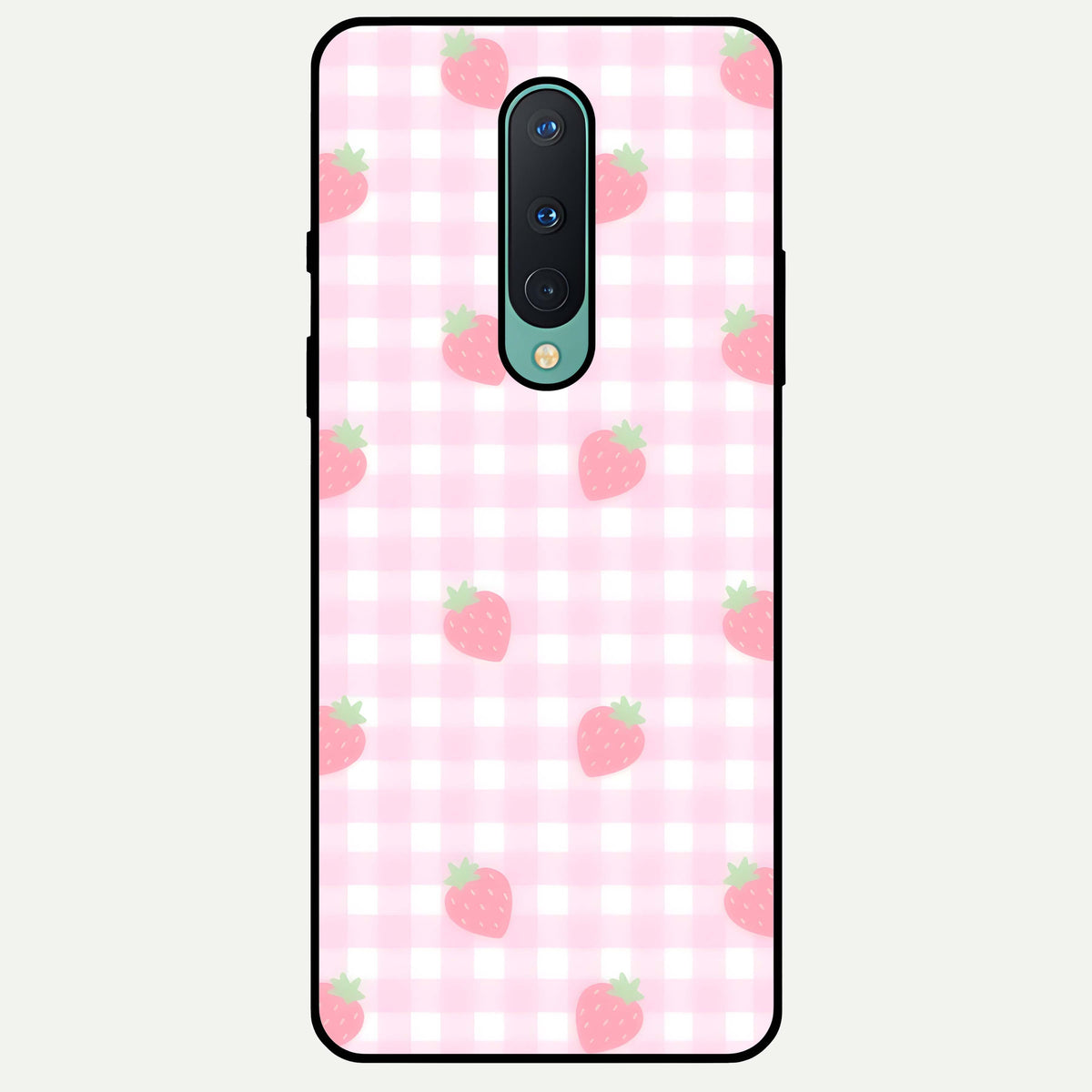  Strawberry Picnic Love Glass Case For OnePlus 8 back cover – full design glossy printed glass finish