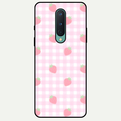  Strawberry Picnic Love Glass Case For OnePlus 8 back cover – full design glossy printed glass finish