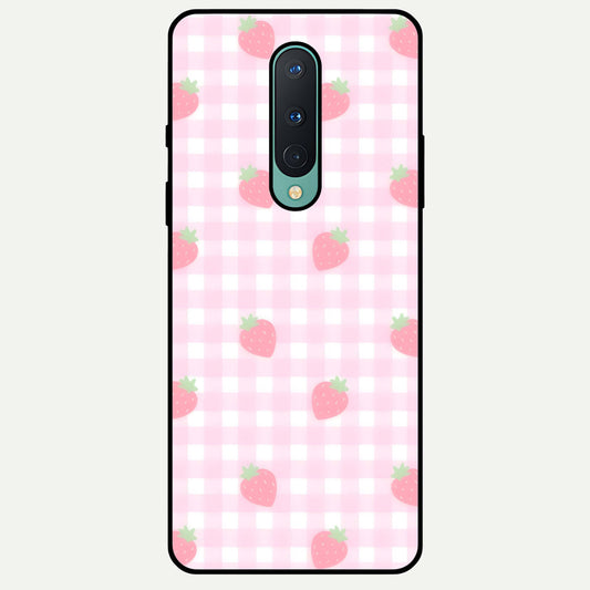  Strawberry Picnic Love Glass Case For OnePlus 8 back cover – full design glossy printed glass finish