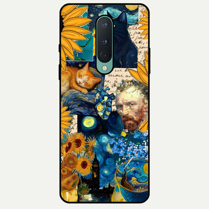  Sunflower Chic Mood Custom Name Glass Case For OnePlus 8 back cover – full design glossy printed glass finish