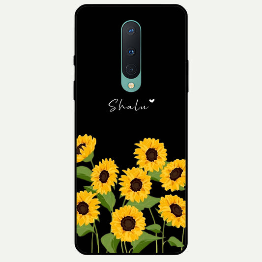  Sunflower Sky Bloom Glass Case For OnePlus 8 back cover – full design glossy printed glass finish