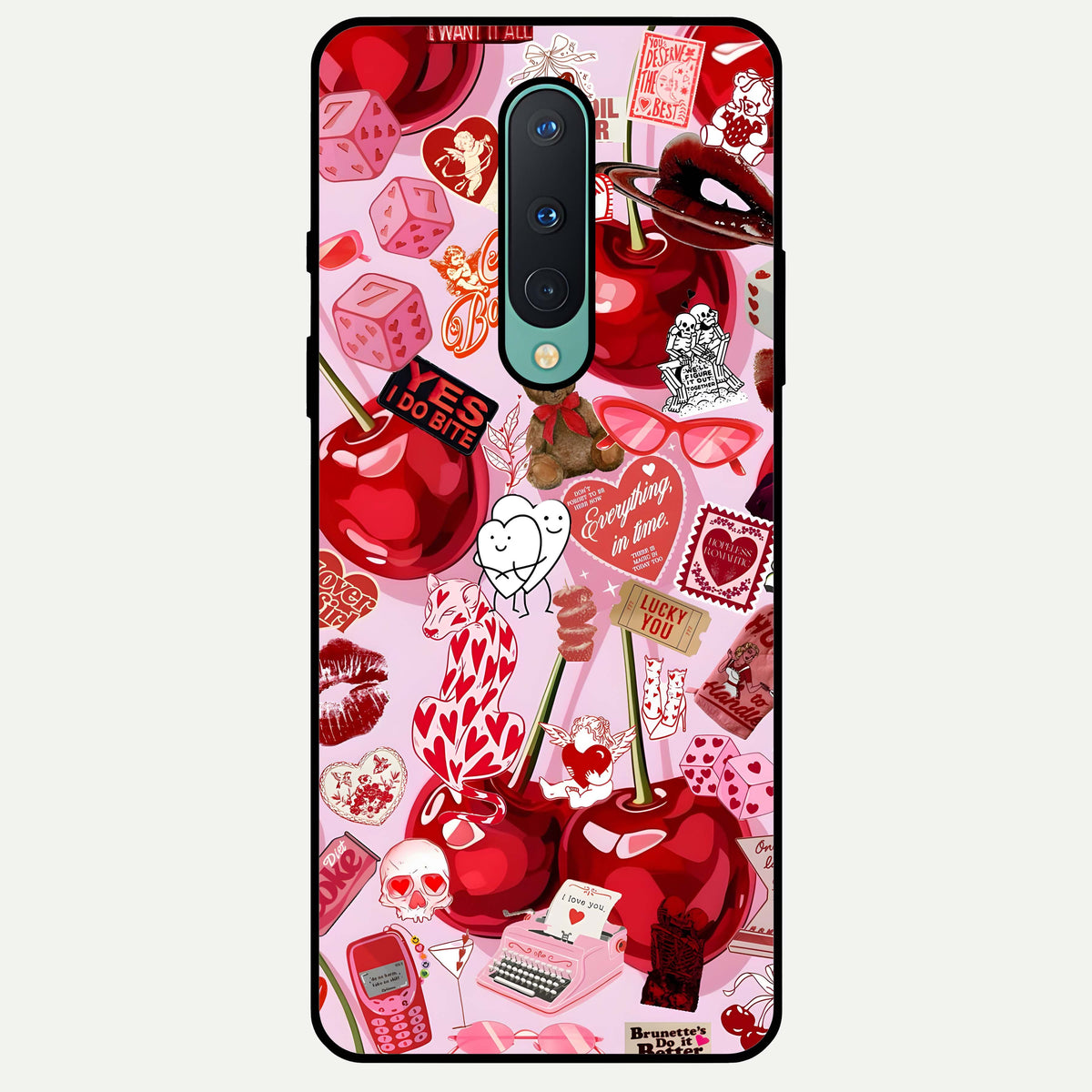  Sweet Cherry Chaos Glass Case For OnePlus 8 back cover – full design glossy printed glass finish