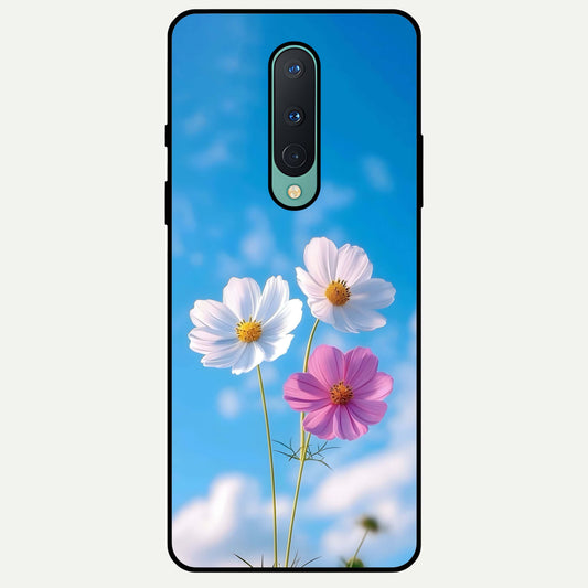  Tripple Flowers With Sky Glass Case For OnePlus 8 back cover – full design glossy printed glass finish