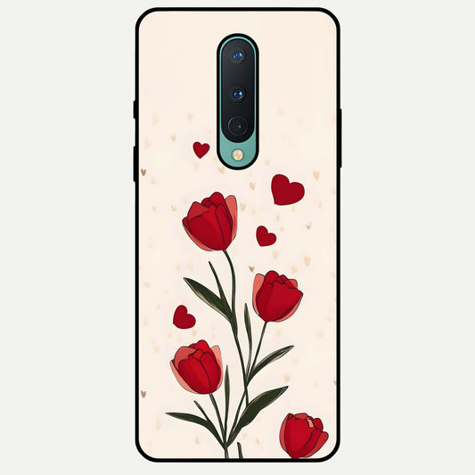  Tulip With Heart Glass Case For OnePlus 8 back cover – full design glossy printed glass finish