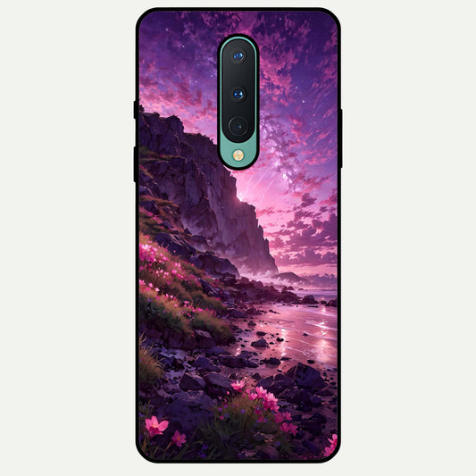  Twilight Blossom Coast Glass Case For OnePlus 8 back cover – full design glossy printed glass finish