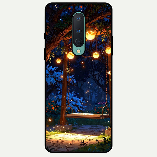  Twilight Garden Swing Glass Case For OnePlus 8 back cover – full design glossy printed glass finish