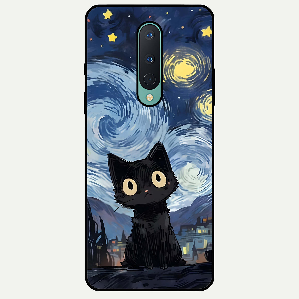  Van Gogh Cat Glass Case For OnePlus 8 back cover – full design glossy printed glass finish