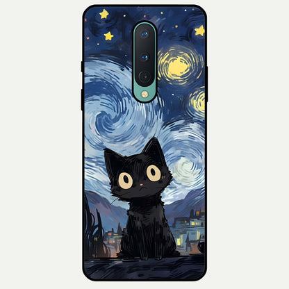  Van Gogh Cat Glass Case For OnePlus 8 back cover – full design glossy printed glass finish