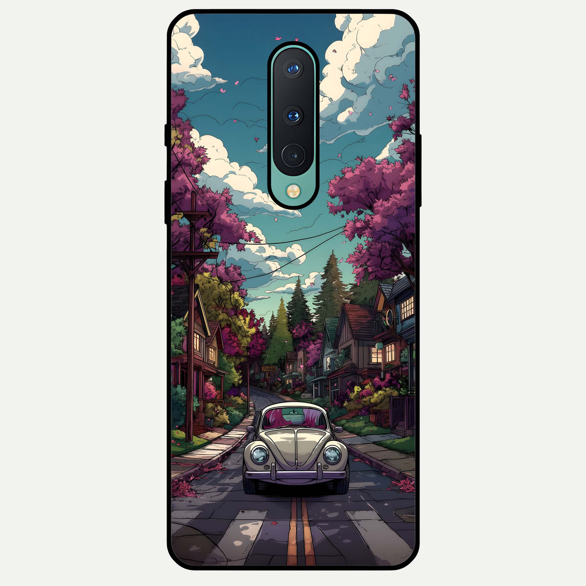  Vintage Street Drive Glass Case For OnePlus 8 back cover – full design glossy printed glass finish