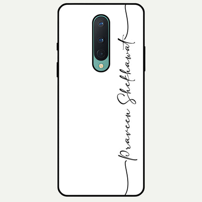  White Tune Custom Name Glass Case For OnePlus 8 back cover – personalized glossy printed glass finish