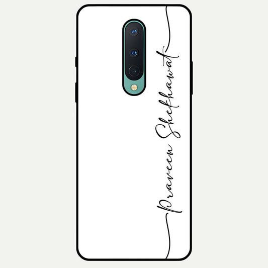  White Tune Custom Name Glass Case For OnePlus 8 back cover – personalized glossy printed glass finish