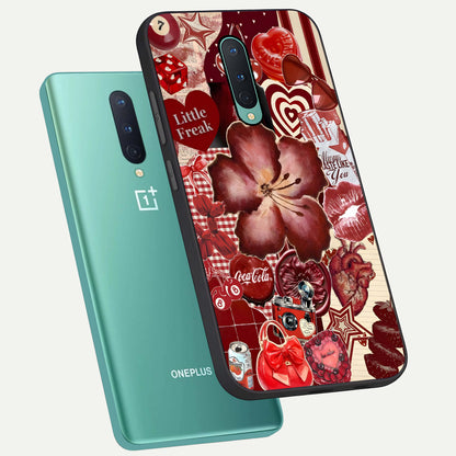  Aesthetic Little Freak phone case For OnePlus 8 showing premium glass back cover with detailed artwork