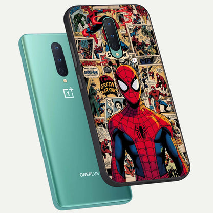  Aesthetic Spider phone case For OnePlus 8 showing premium glass back cover with detailed artwork