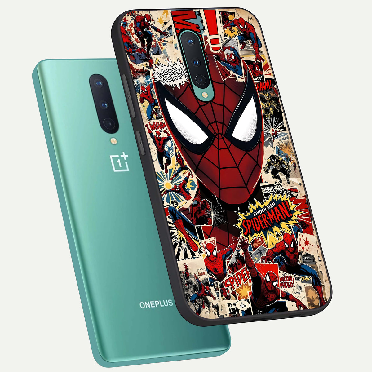  Aesthetic Wonder Spider phone case For OnePlus 8 showing premium glass back cover with detailed artwork