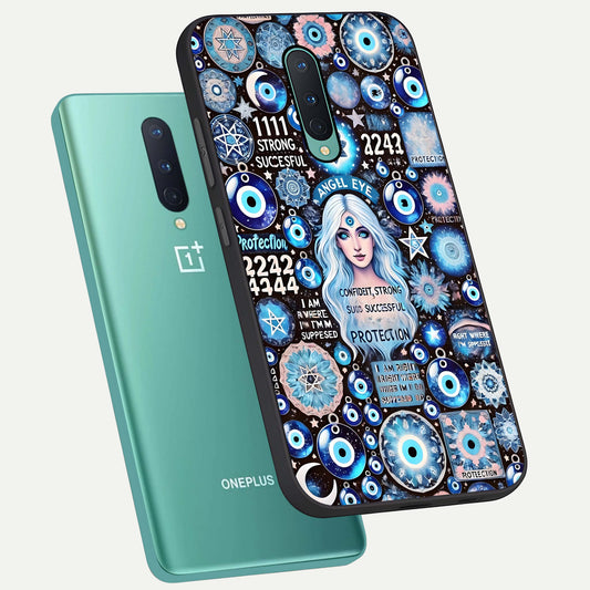  Angel Aura Shield phone case For OnePlus 8 showing premium glass back cover with detailed artwork