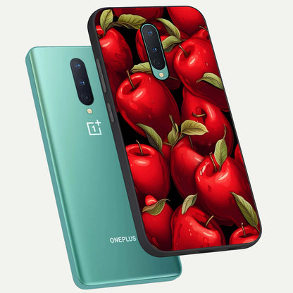  Apple Pattern phone case For OnePlus 8 showing premium glass back cover with detailed artwork