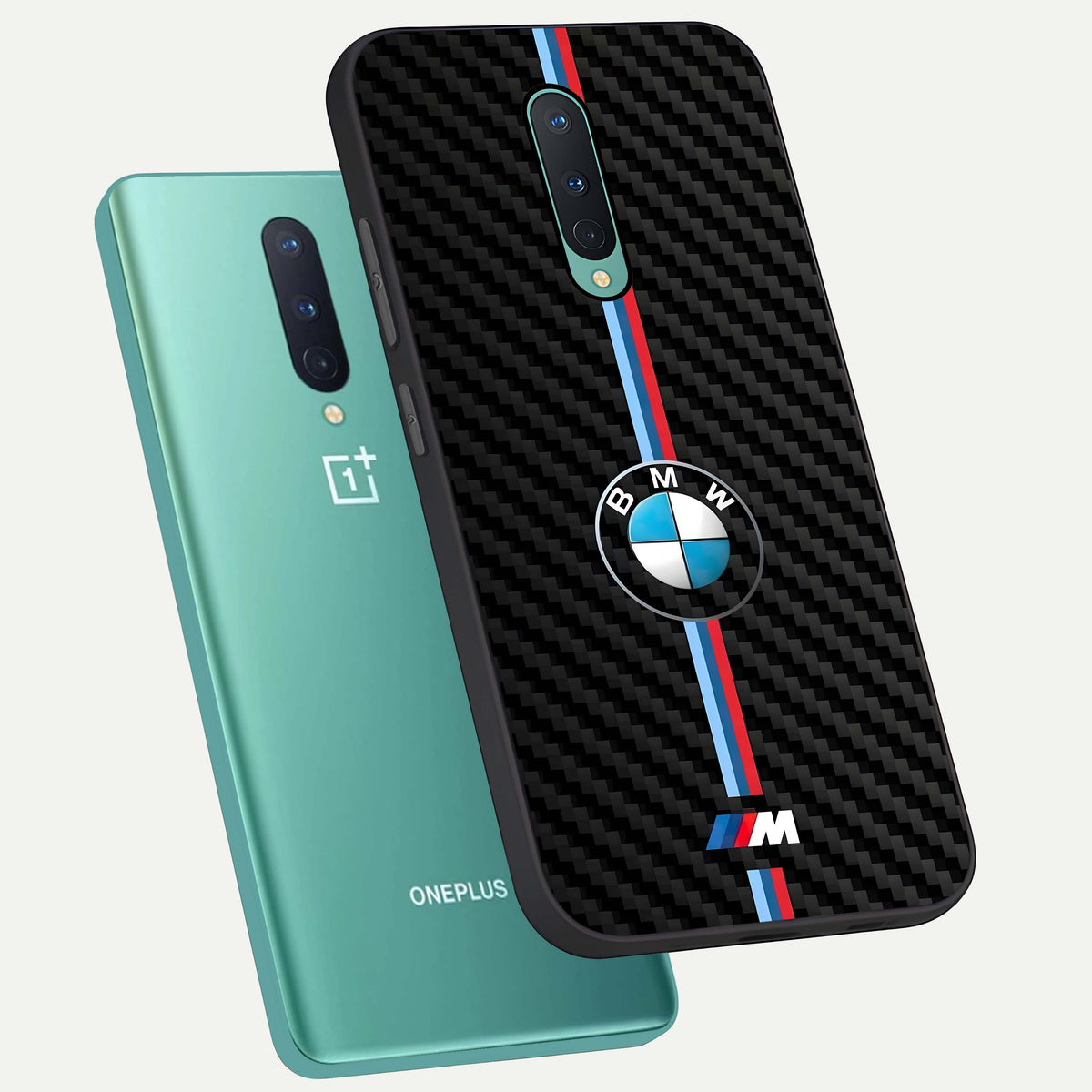  BMW Pattern phone case For OnePlus 8 showing premium glass back cover with detailed artwork