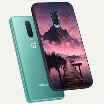 Beautiful Mountain View phone case For OnePlus 8 showing premium glass back cover with detailed artwork