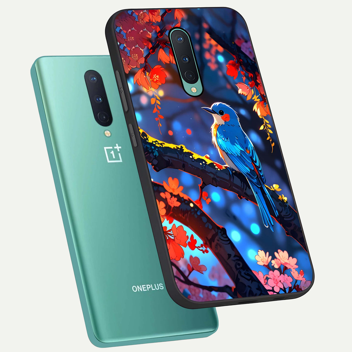  Blooming Water Drift phone case For OnePlus 8 showing premium glass back cover with detailed artwork